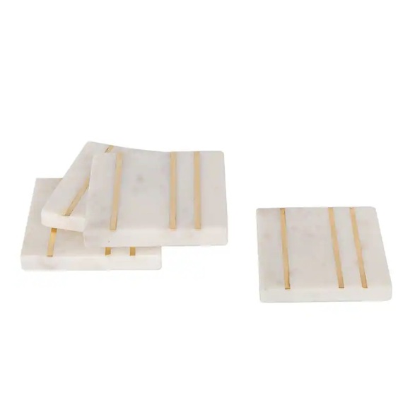 Set of 4 Marble & Gold Square Coasters - Picture 1 of 5